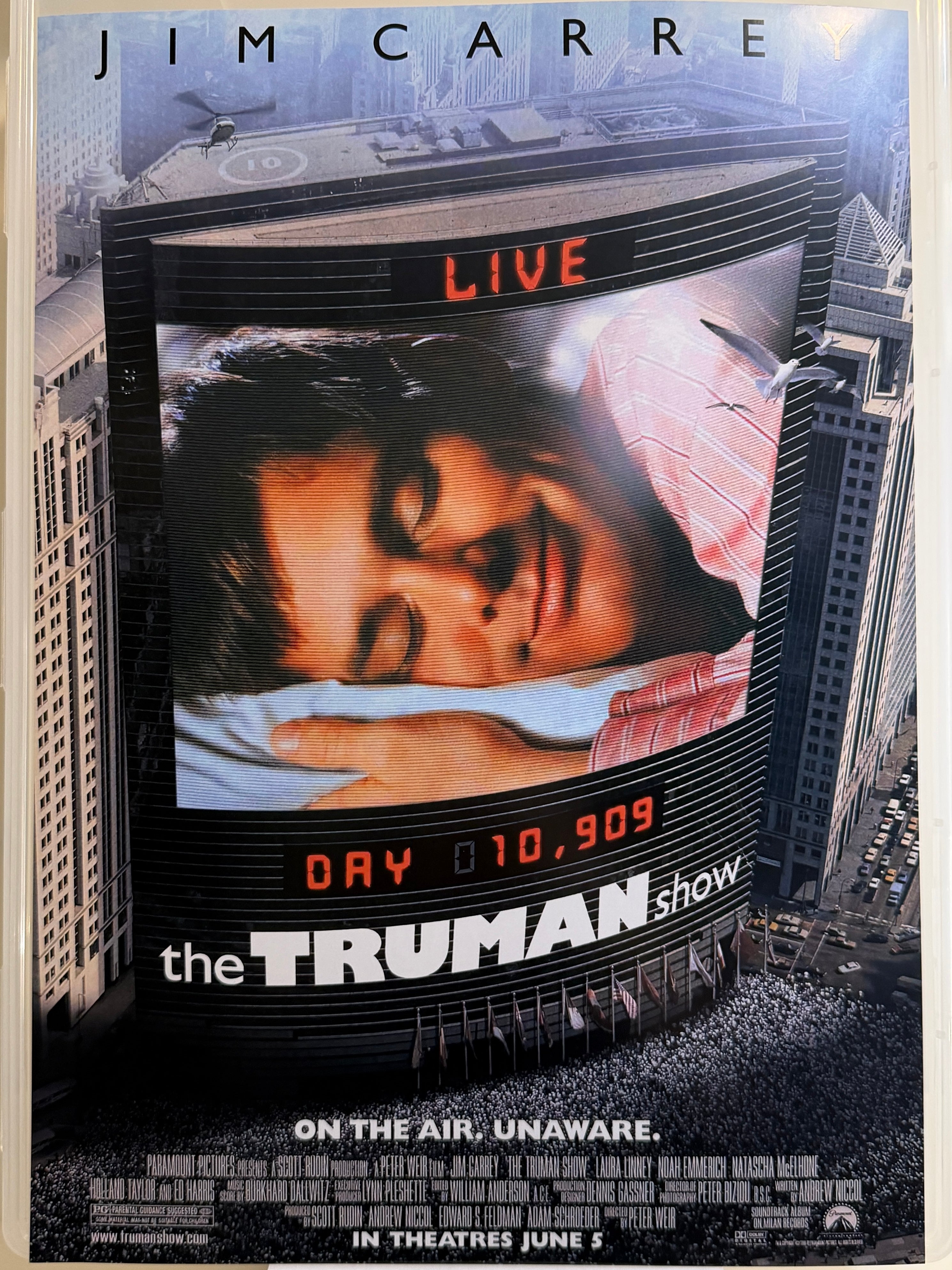 《楚門的世界》The Truman Show (1998) 香港 HK A3電影海報 Movie Poster - 導演 Peter Weir 主演 Jim Carrey