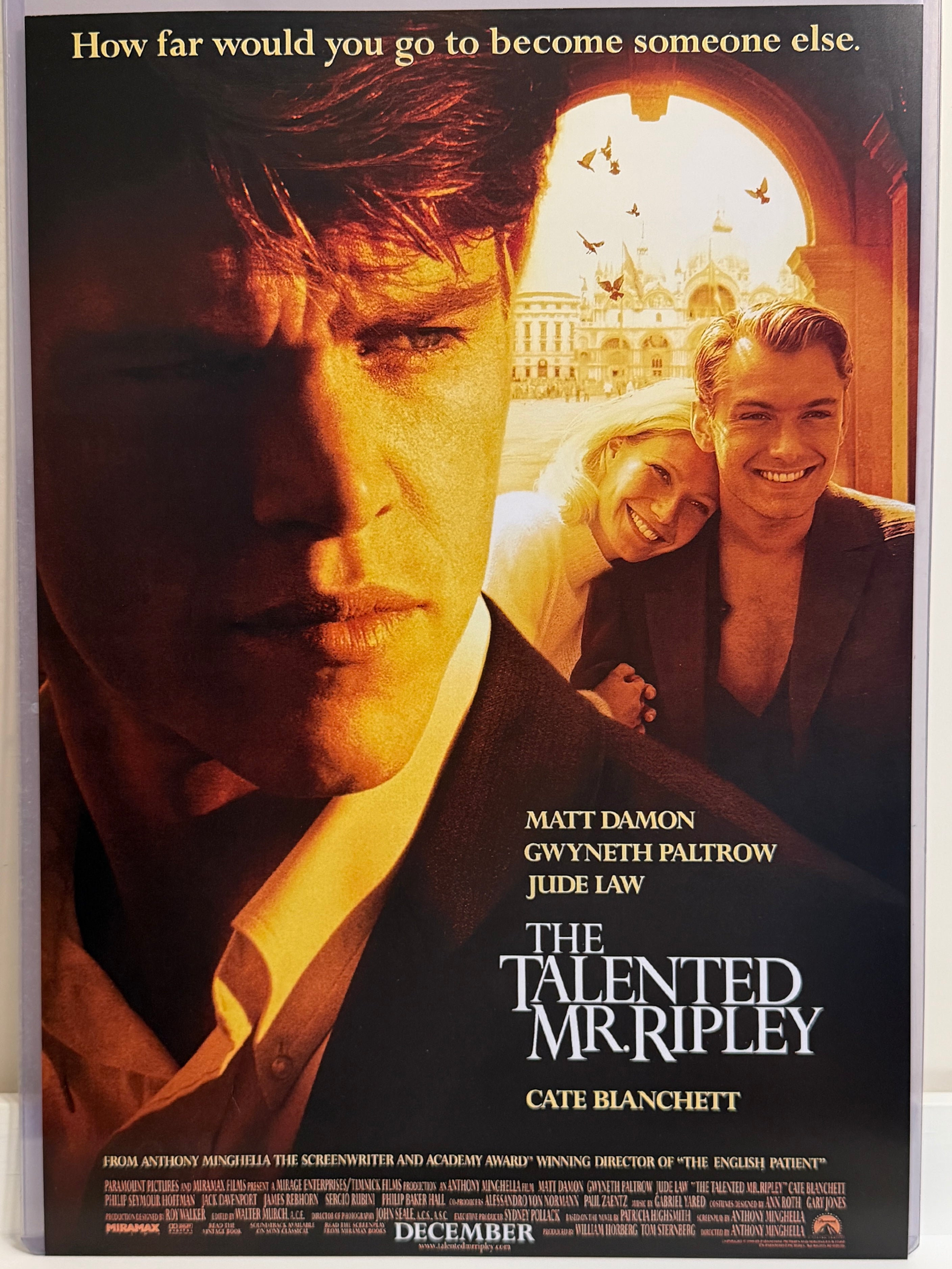 《天才瑞普利》The Talented Mr. Ripley (1999) 香港 HK A3電影海報 Movie Poster - 導演 Anthony Minghella 主演 Matt Damon, Gwyneth Paltrow, Jude Law, Cate Blanchett